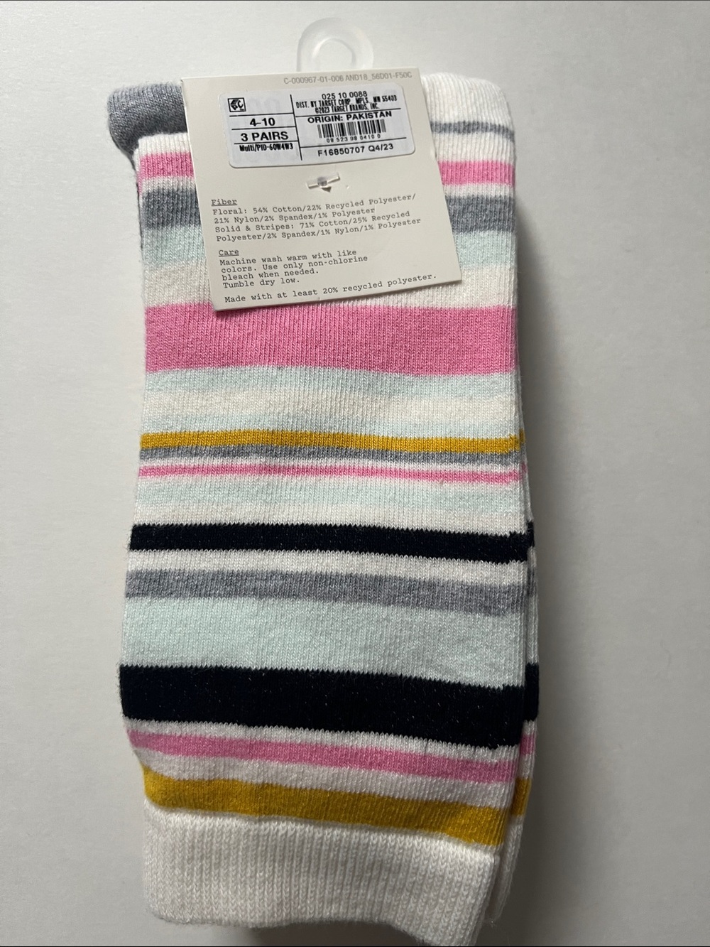 Cotton Blend Spring Summer Floral Striped Crew Socks 3 Pack - Picture 2 of 4